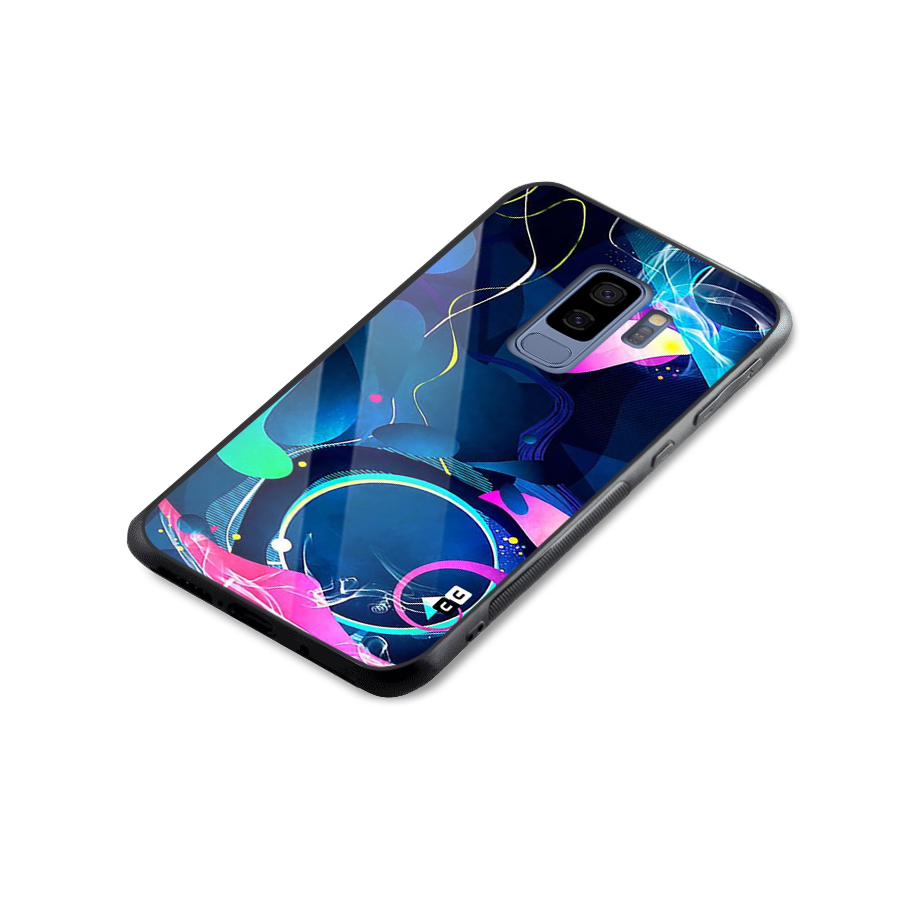 Blue Circle Flow Glass Back Case for Galaxy S9 Plus