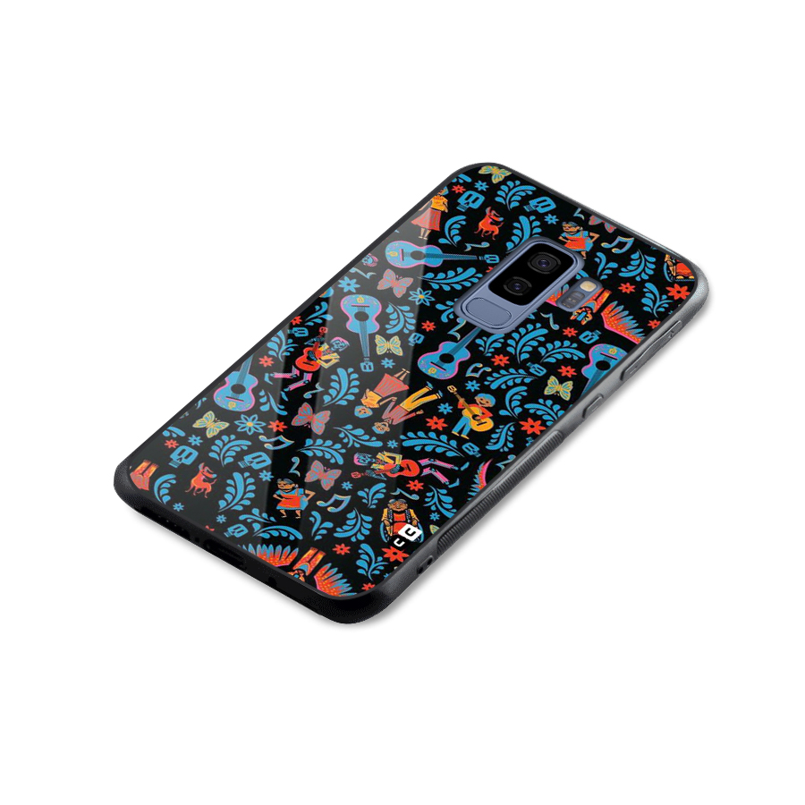 Blue Guitar Pattern Glass Back Case for Galaxy S9 Plus