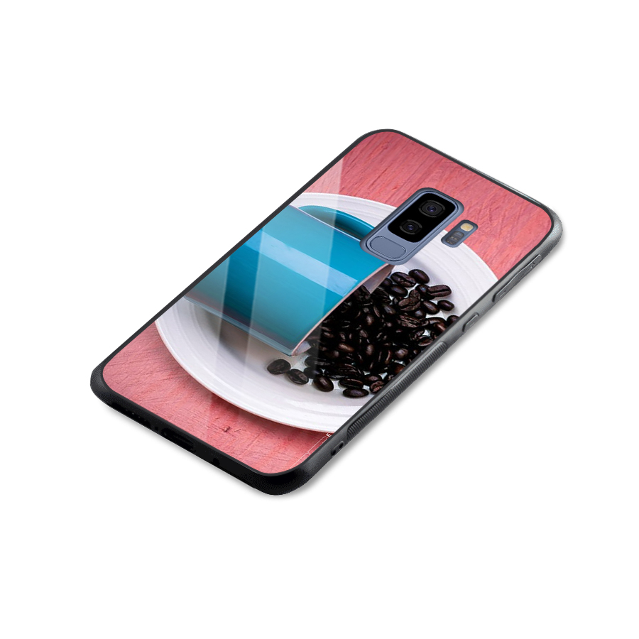 Blue Mug And Beans Glass Back Case for Galaxy S9 Plus