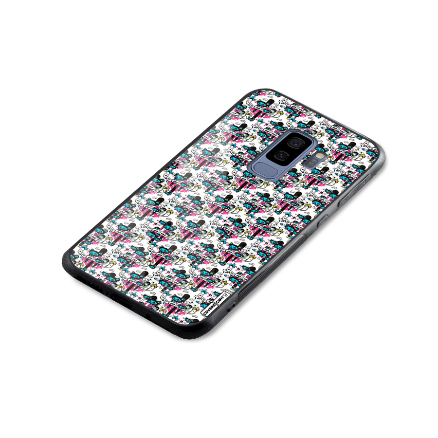 Blue Pink Pattern Glass Back Case for Galaxy S9 Plus
