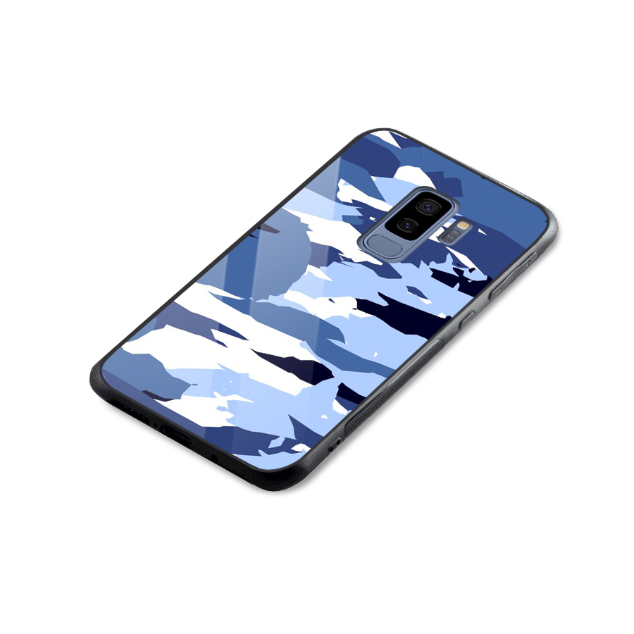 Blue White Canvas Glass Back Case for Galaxy S9 Plus