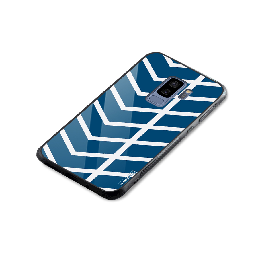 Blue White Pattern Glass Back Case for Galaxy S9 Plus