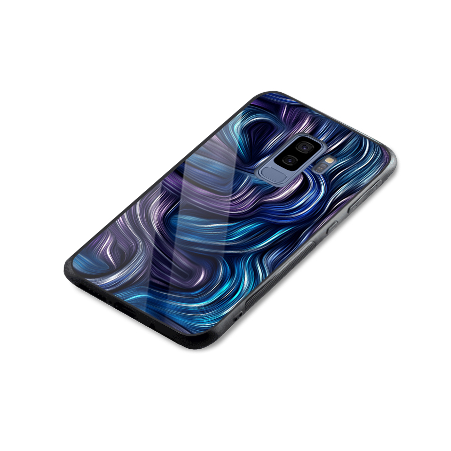 Blue and Purple Oil Paint Glass Back Case for Galaxy S9 Plus