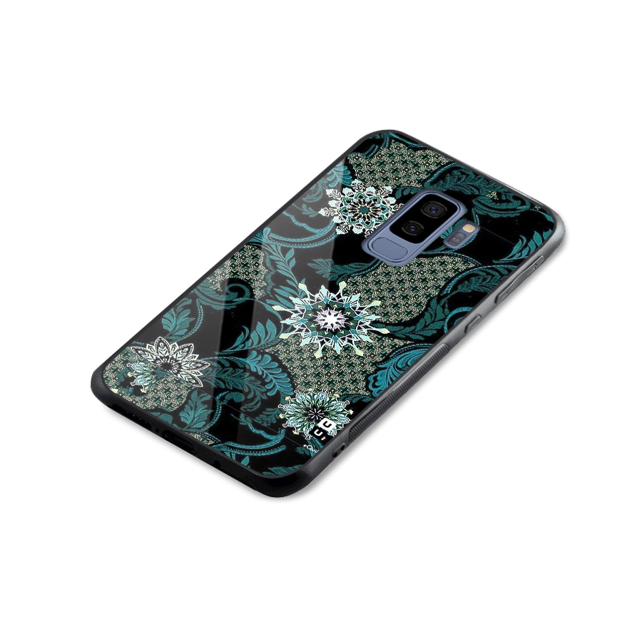 Bottle Green Floral Glass Back Case for Galaxy S9 Plus
