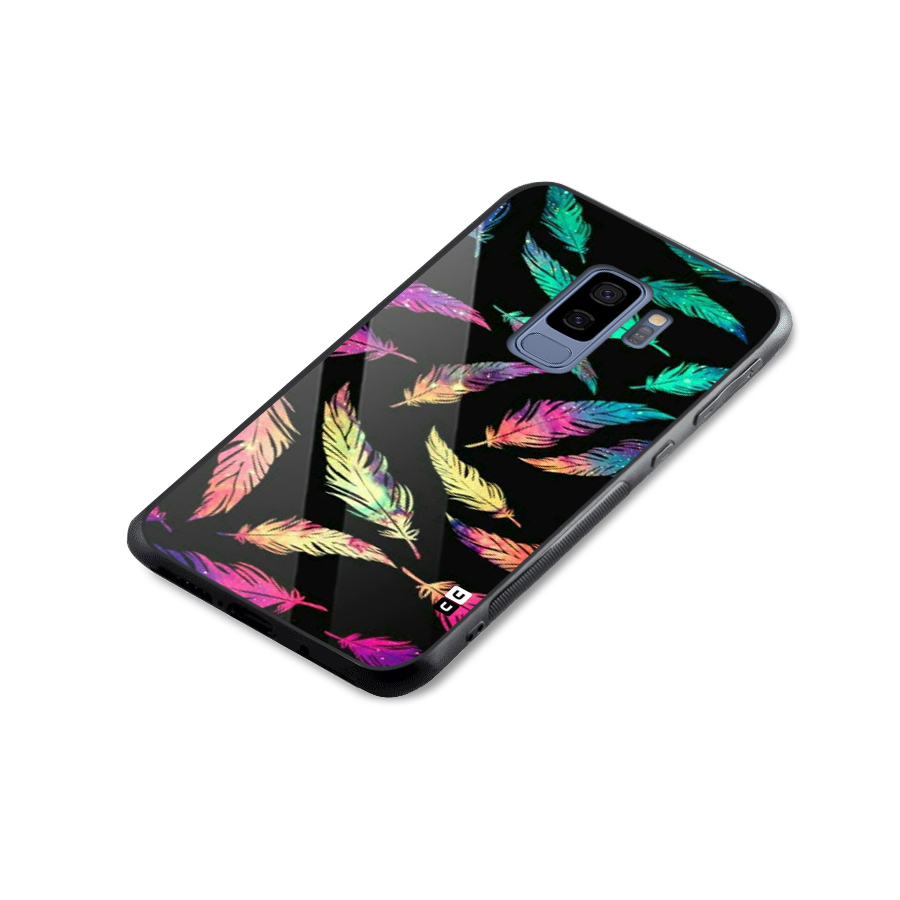 Bright Feathers Glass Back Case for Galaxy S9 Plus