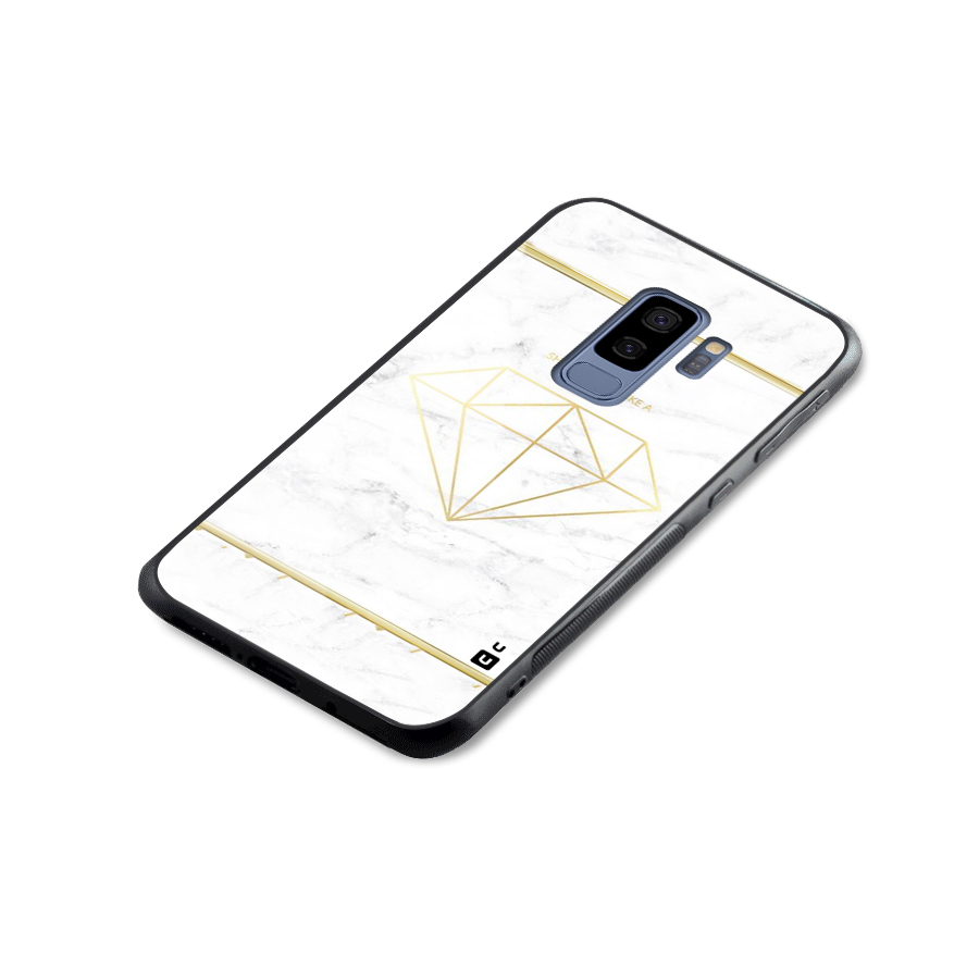 Bright Gold Diamond Glass Back Case for Galaxy S9 Plus