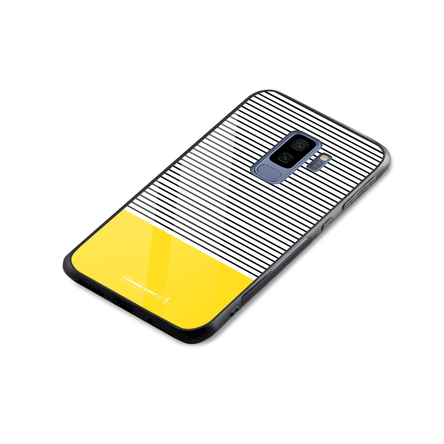 Bright Yellow Stripes Glass Back Case for Galaxy S9 Plus