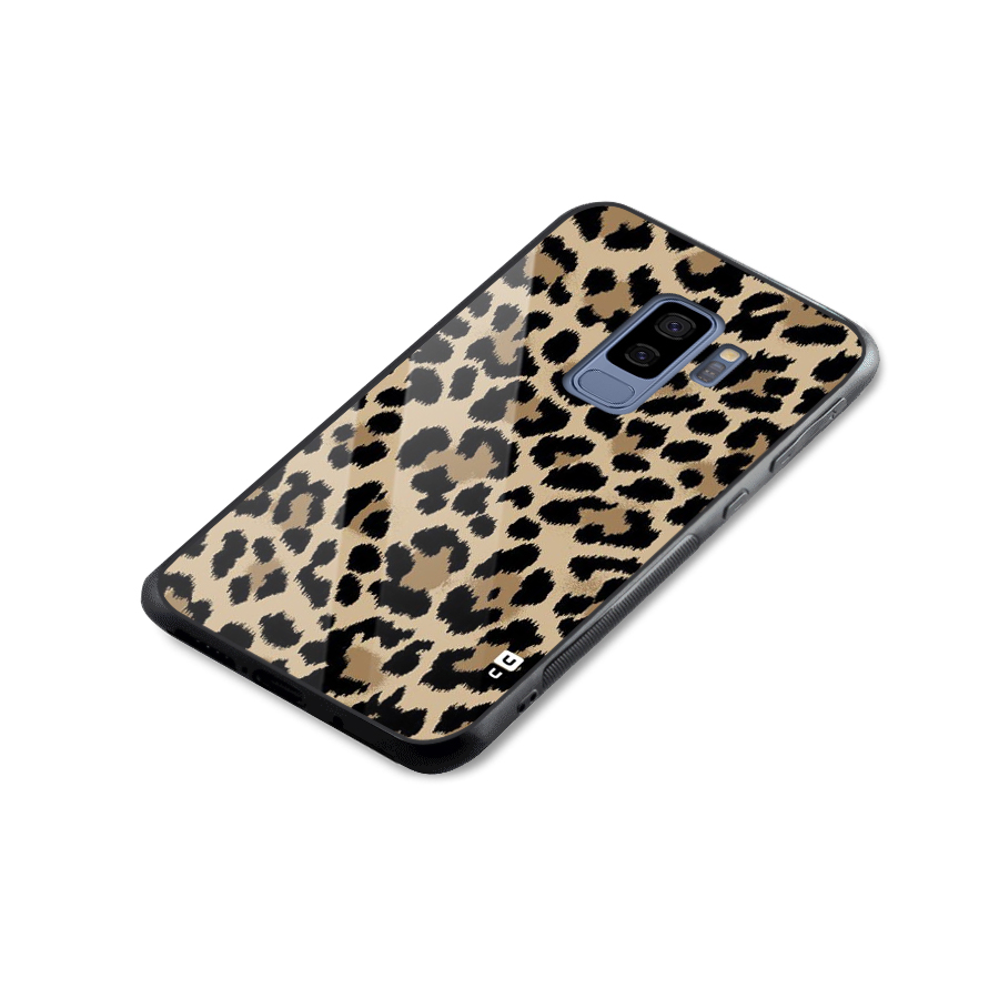 Brown Leapord Print Glass Back Case for Galaxy S9 Plus