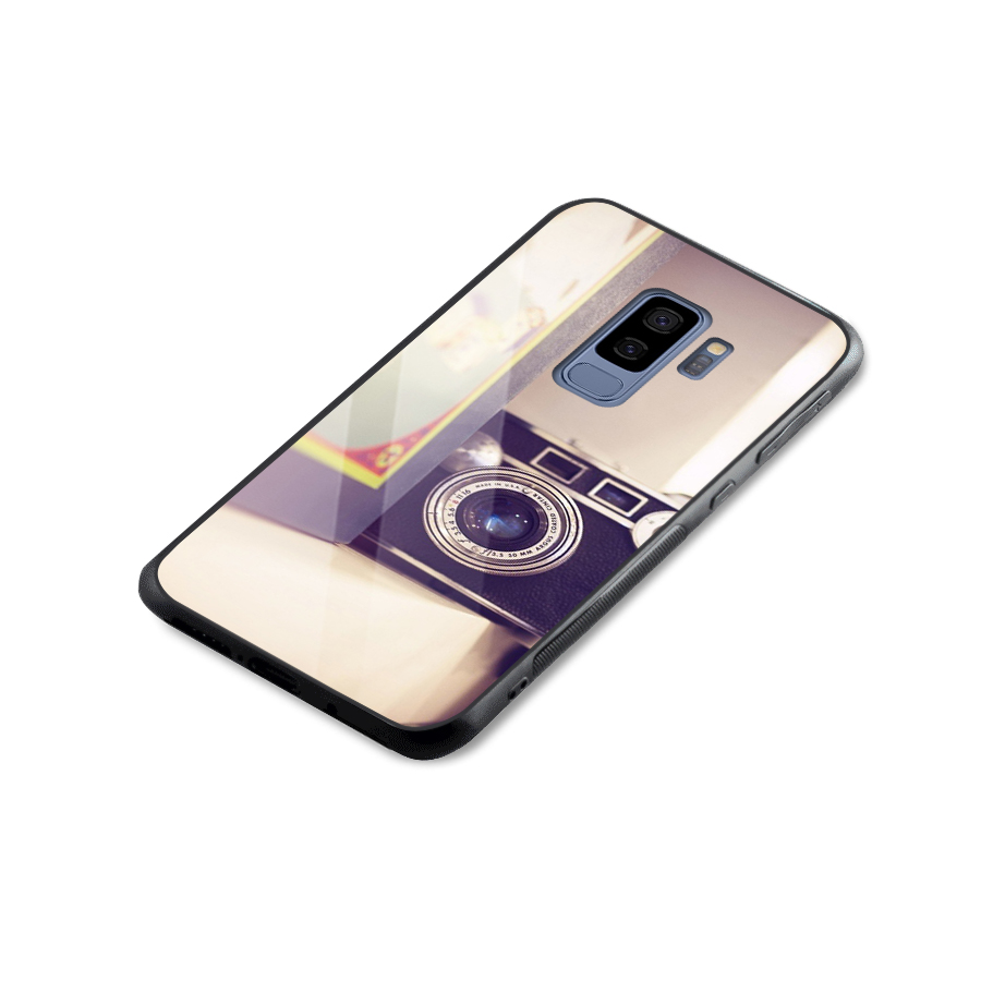 Camera Vintage Pastel Glass Back Case for Galaxy S9 Plus