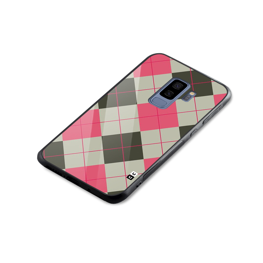 Check And Lines Glass Back Case for Galaxy S9 Plus