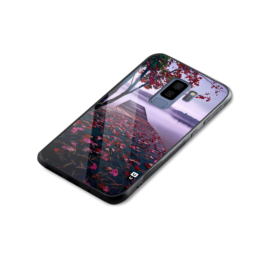 Cherry Blossom Dock Glass Back Case for Galaxy S9 Plus