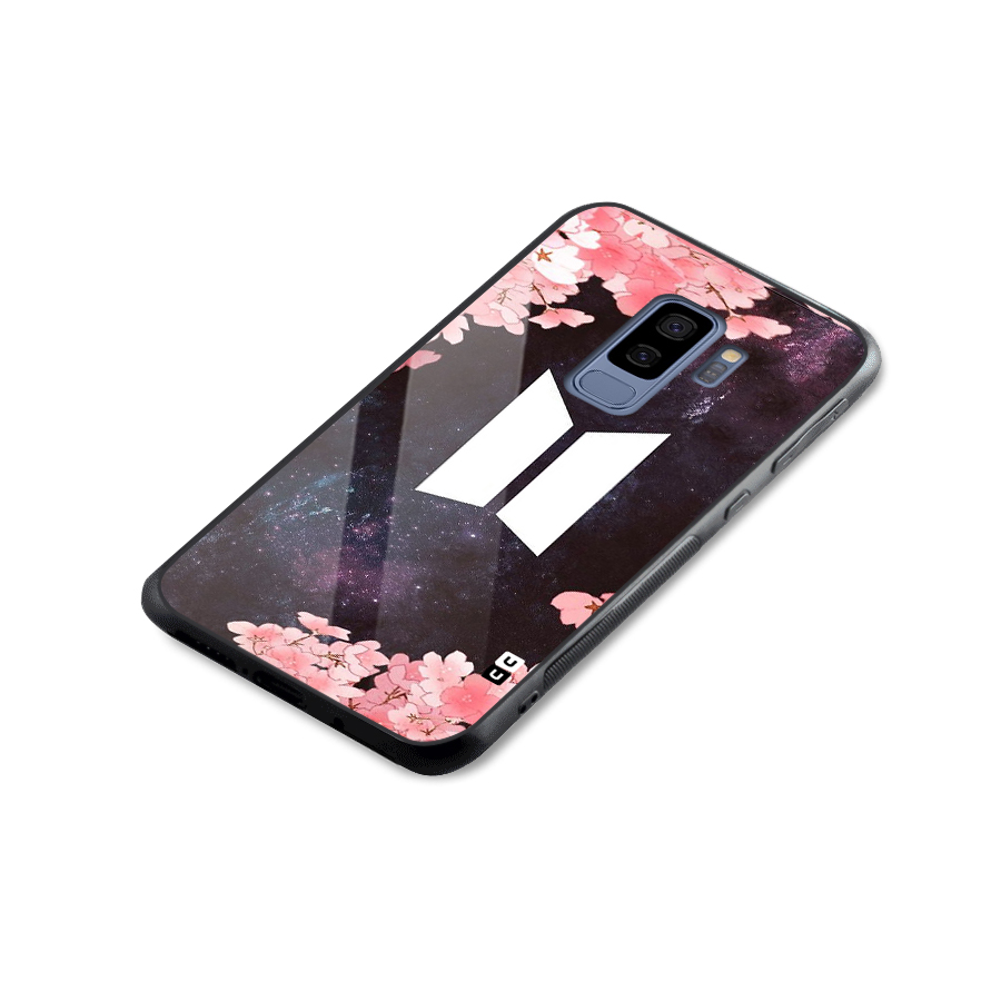 Cherry Blossom Pause Design Glass Back Case for Galaxy S9 Plus
