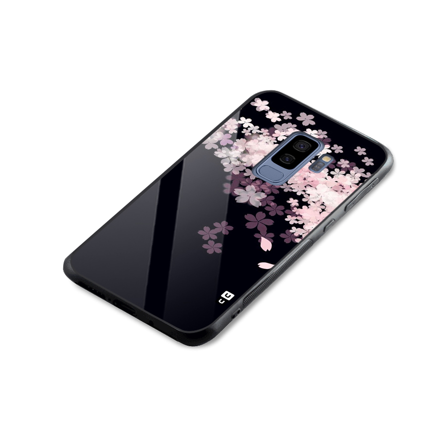 Cherry Flowers Pink Glass Back Case for Galaxy S9 Plus