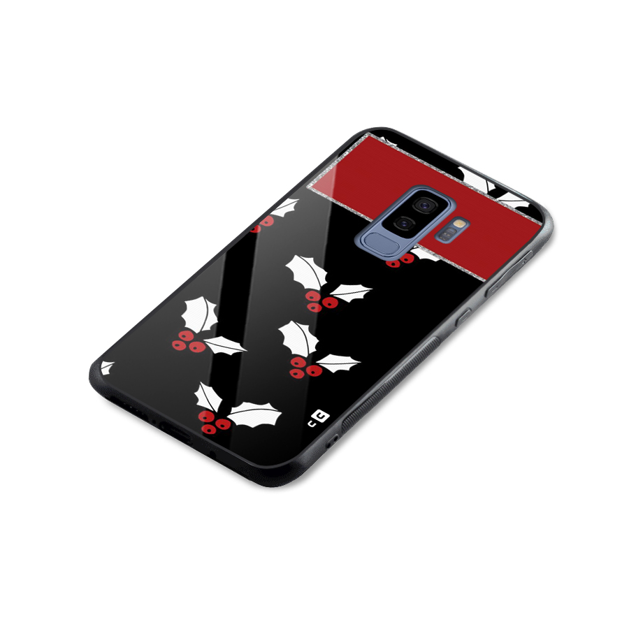Cherry Leaf Design Glass Back Case for Galaxy S9 Plus