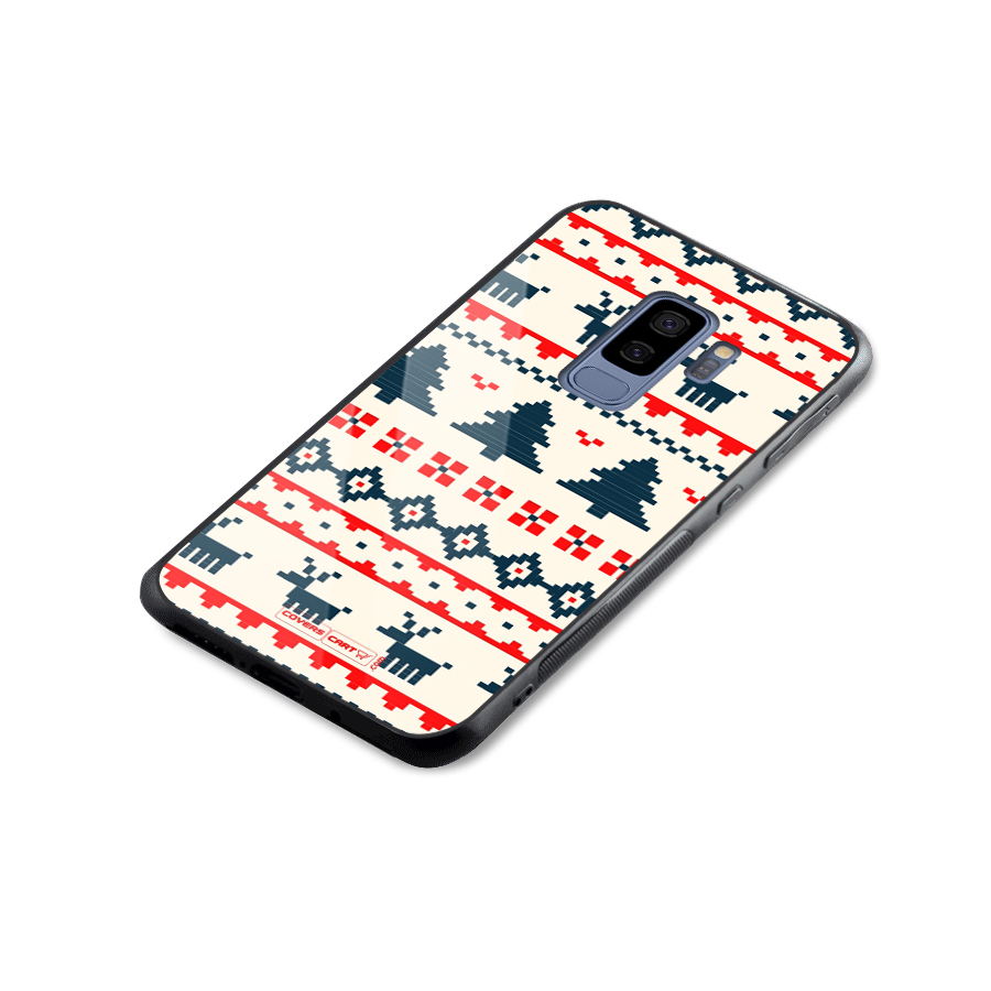 Christmas Design Pattern Glass Back Case for Galaxy S9 Plus