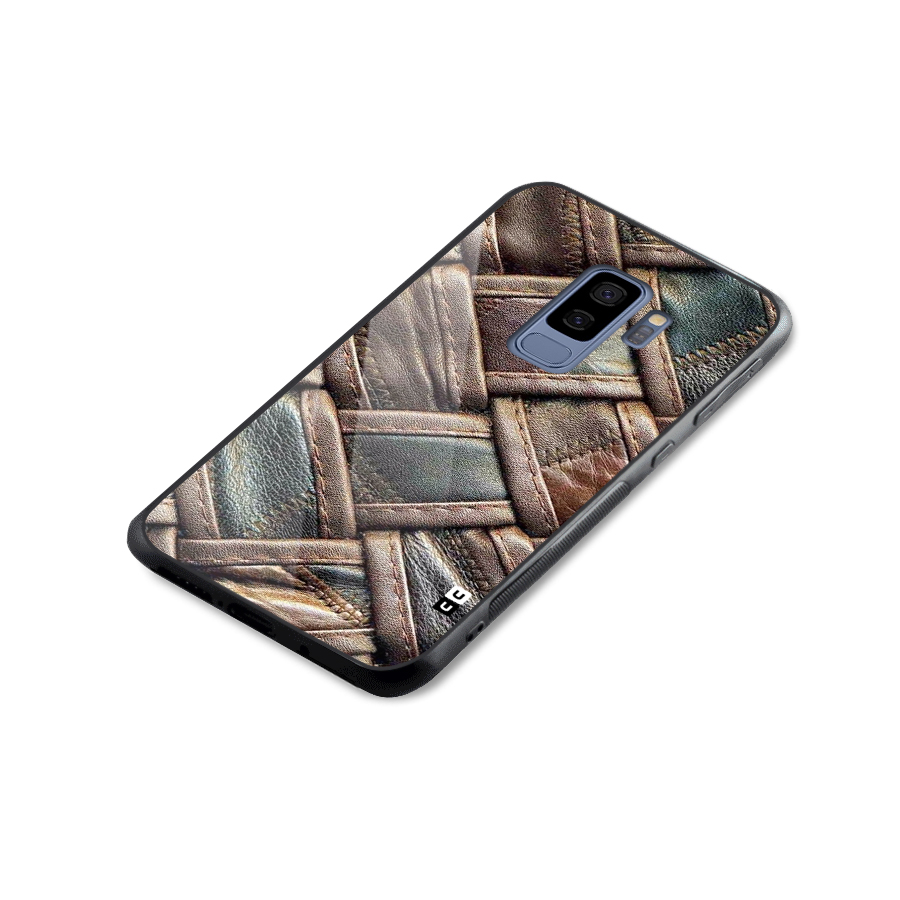 Classic Leather Belt Design Glass Back Case for Galaxy S9 Plus