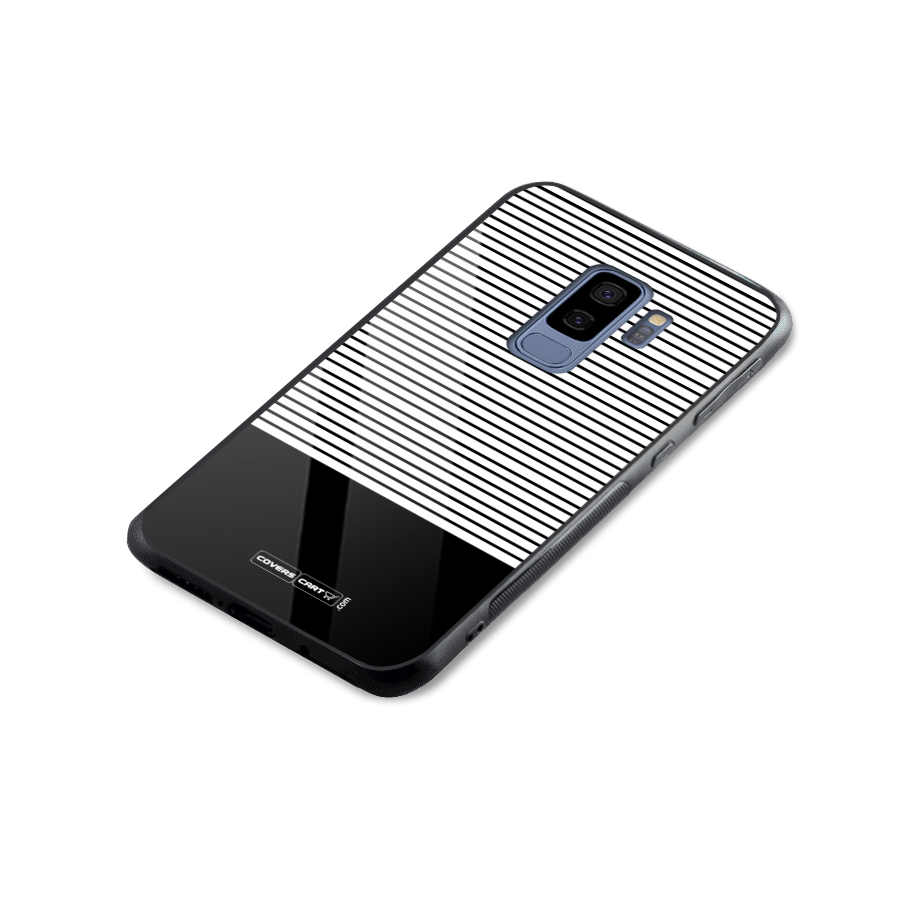Classy Black Stripes Glass Back Case for Galaxy S9 Plus