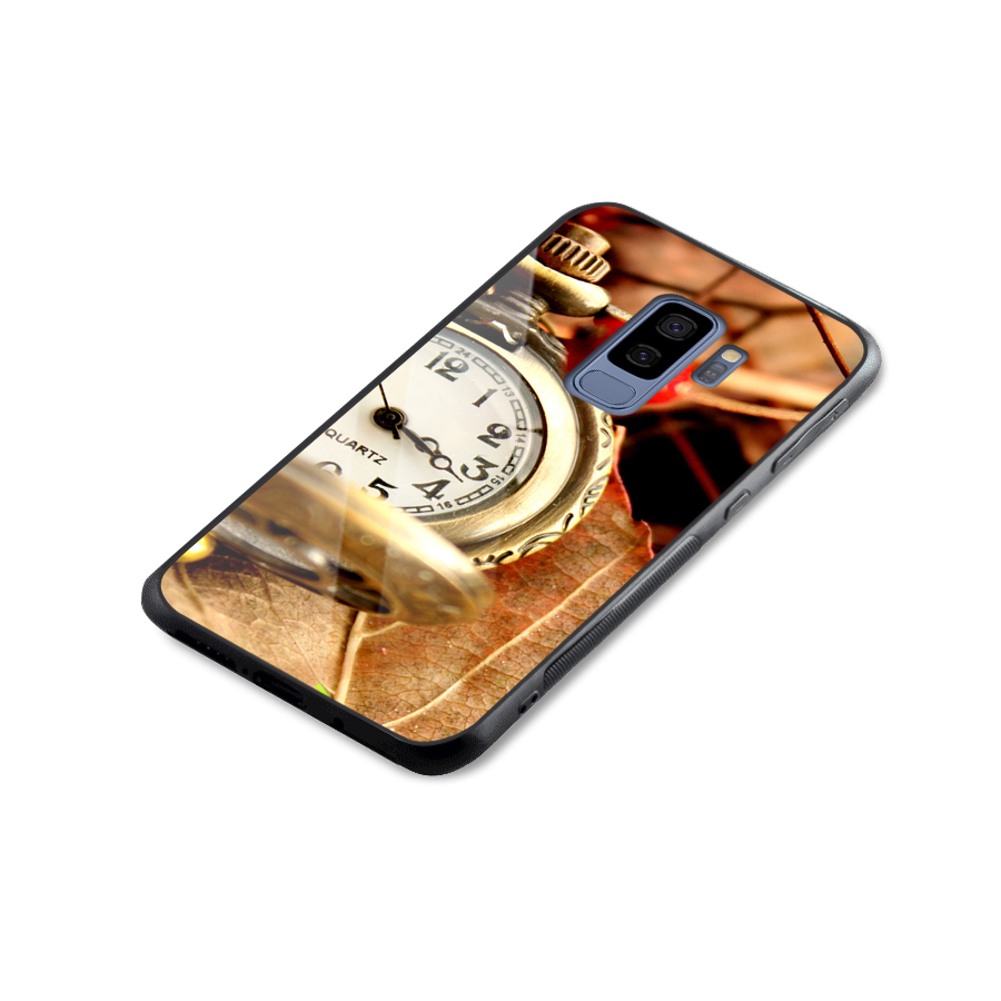 Clock And Cherry Glass Back Case for Galaxy S9 Plus