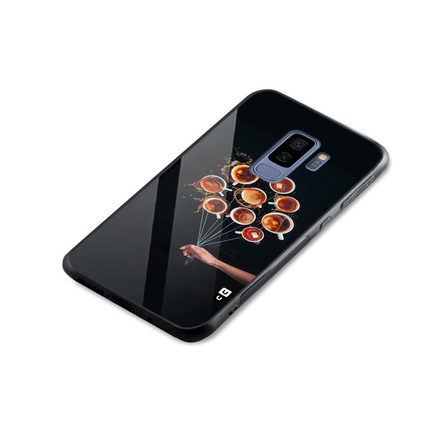 Coffee Balloon Glass Back Case for Galaxy S9 Plus