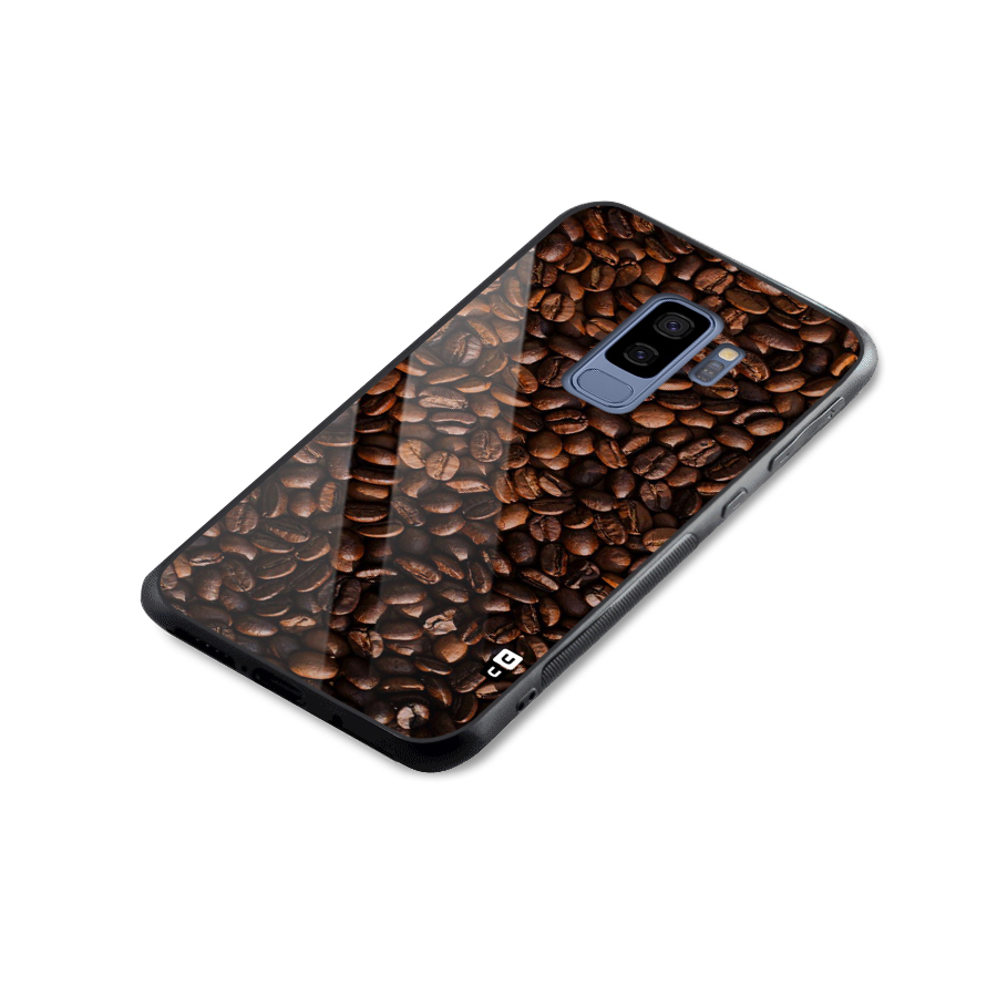 Coffee Beans Scattered Glass Back Case for Galaxy S9 Plus