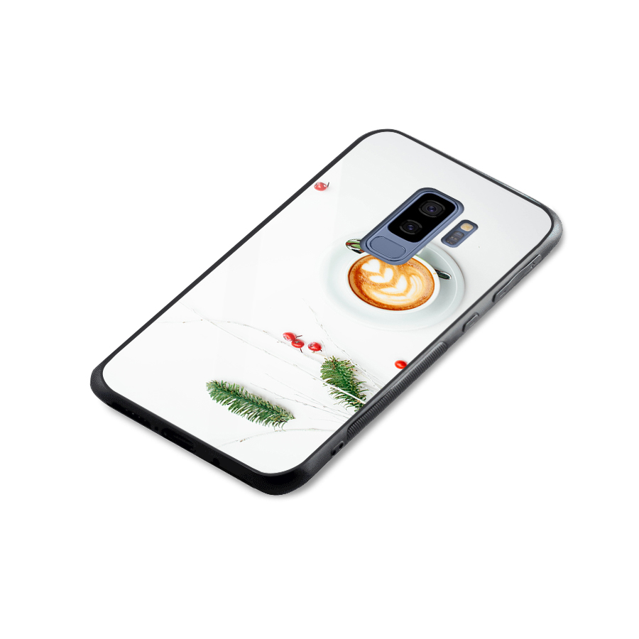 Coffee and Leafs Glass Back Case for Galaxy S9 Plus