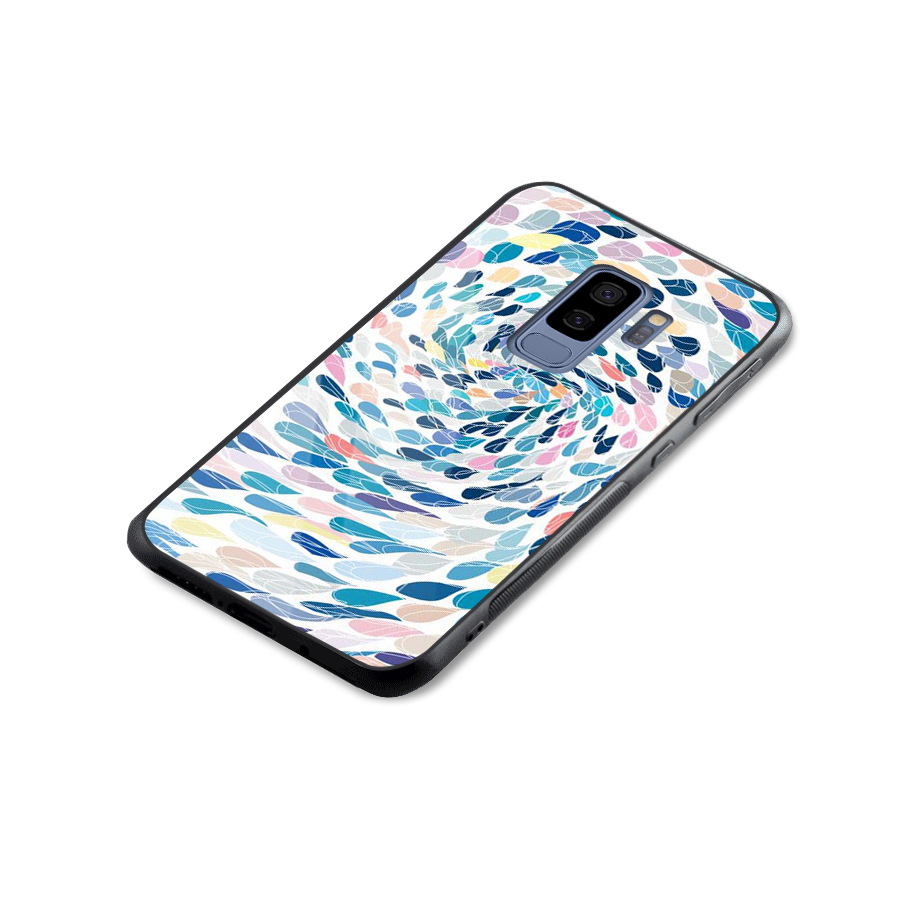 Color Droplets Swirls Glass Back Case for Galaxy S9 Plus