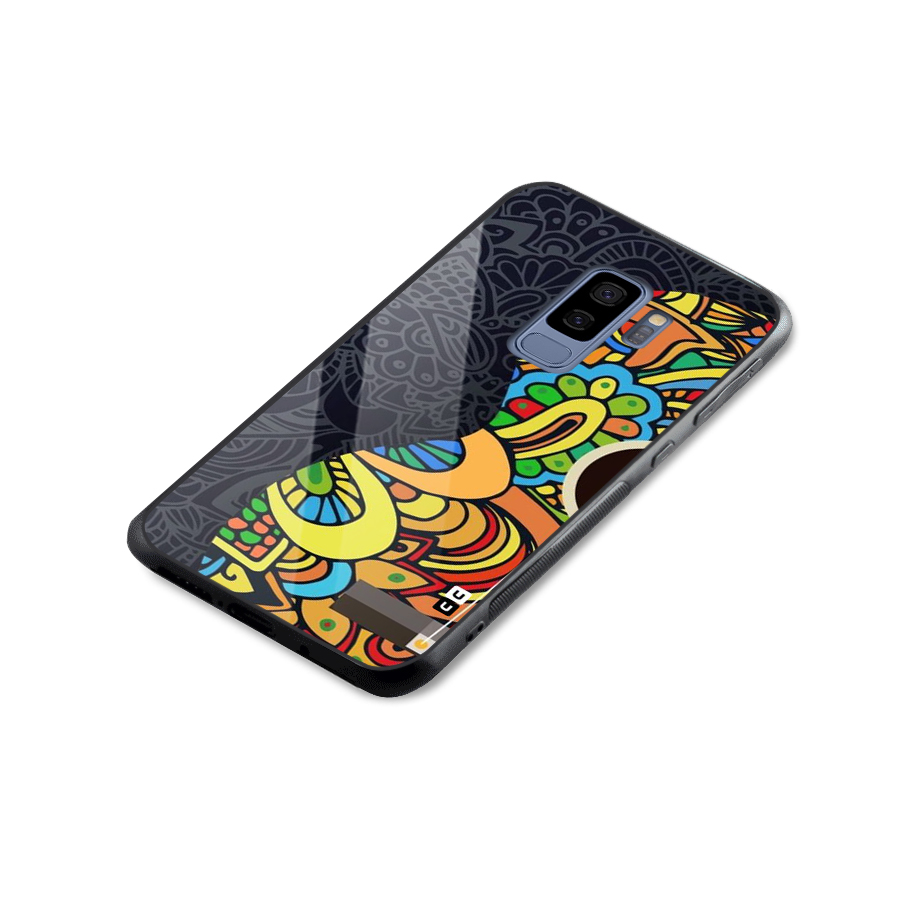 Colored Blocks Glass Back Case for Galaxy S9 Plus