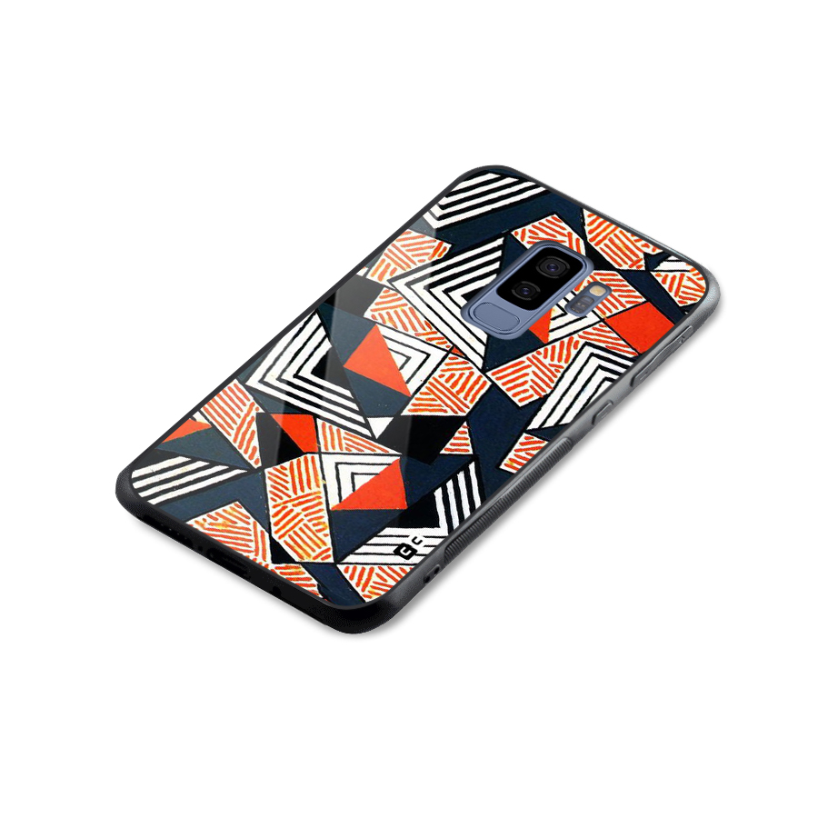 Colored Cuts Pattern Glass Back Case for Galaxy S9 Plus
