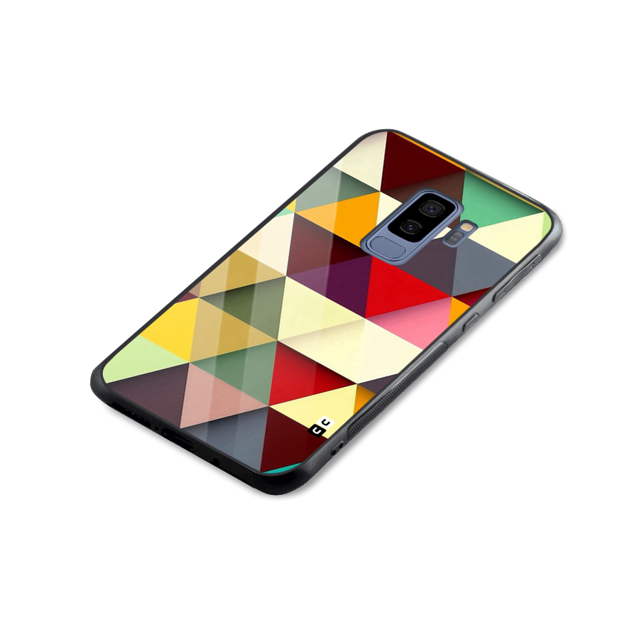 Colored Triangles Glass Back Case for Galaxy S9 Plus