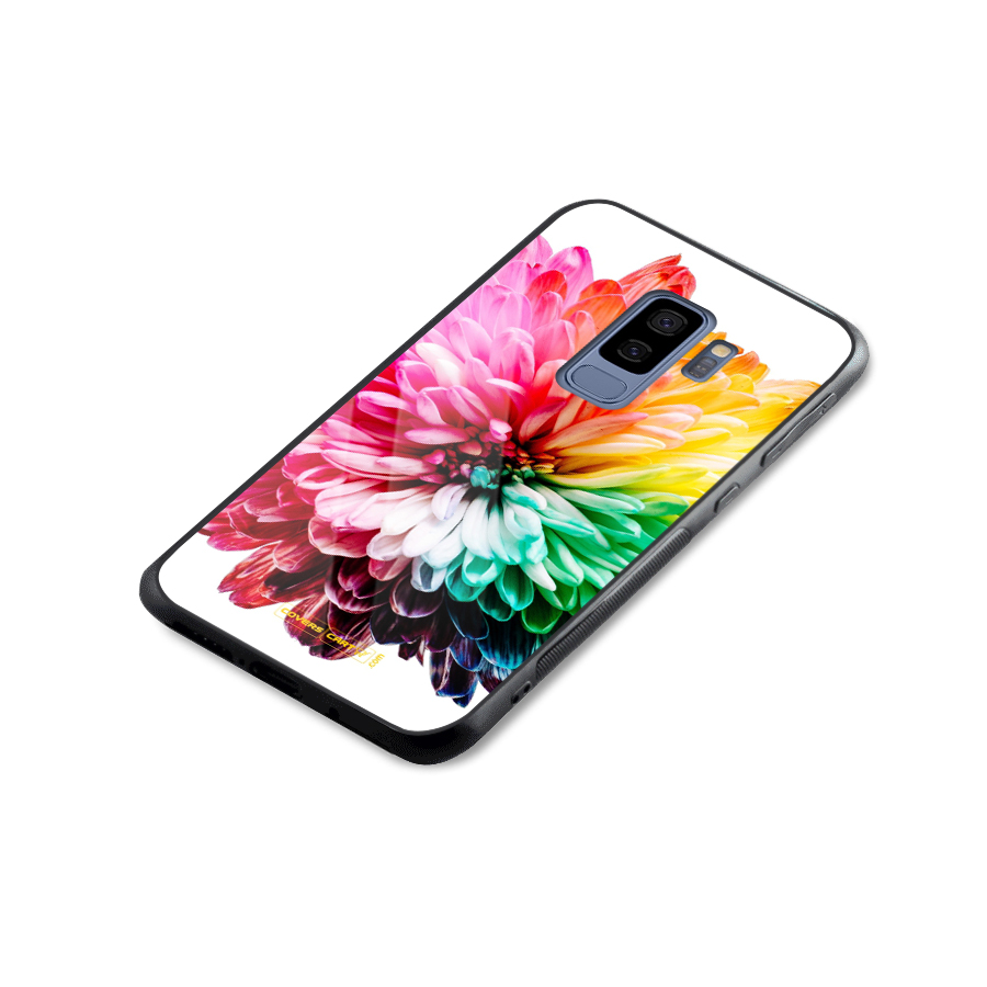 Colorful Flower Glass Back Case for Galaxy S9 Plus