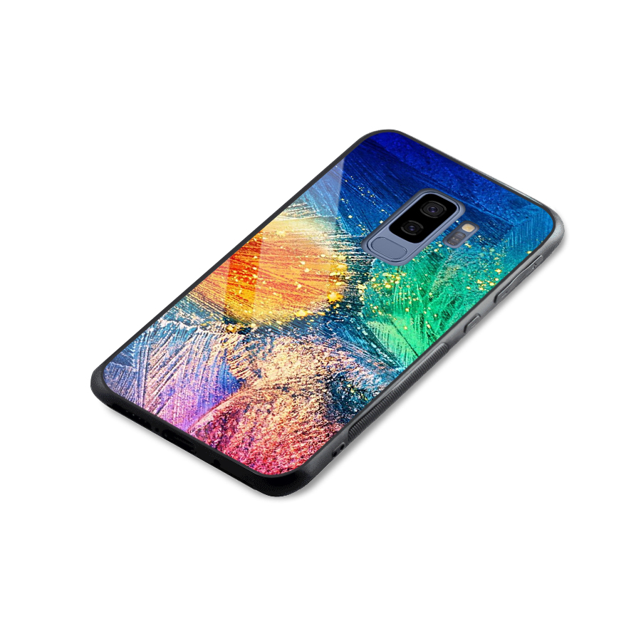 Colorful Leafs Vibrant Glass Back Case for Galaxy S9 Plus