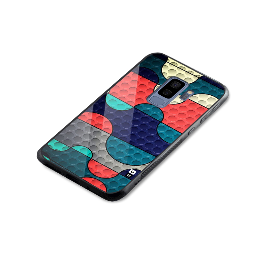 Colorful Puzzle Design Glass Back Case for Galaxy S9 Plus
