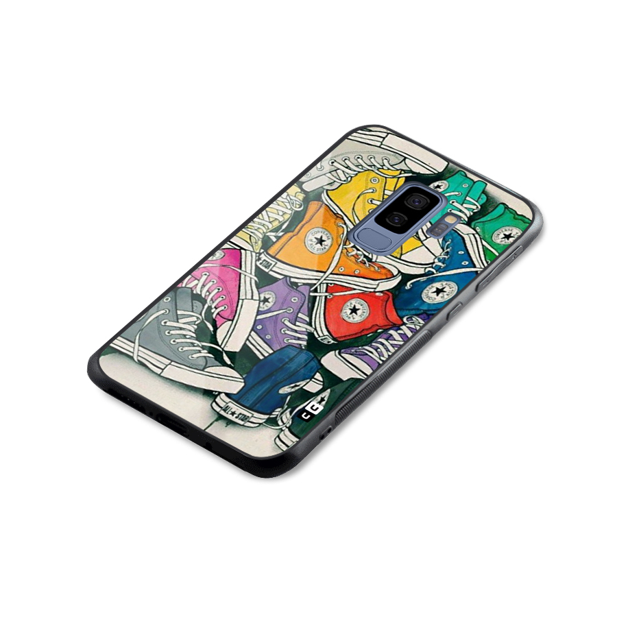 Colorful Shoes Glass Back Case for Galaxy S9 Plus