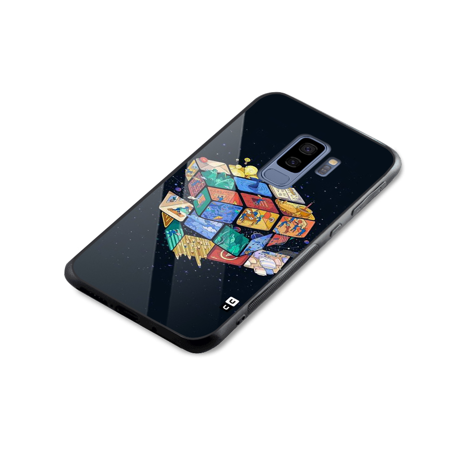 Coloured Rubic Glass Back Case for Galaxy S9 Plus