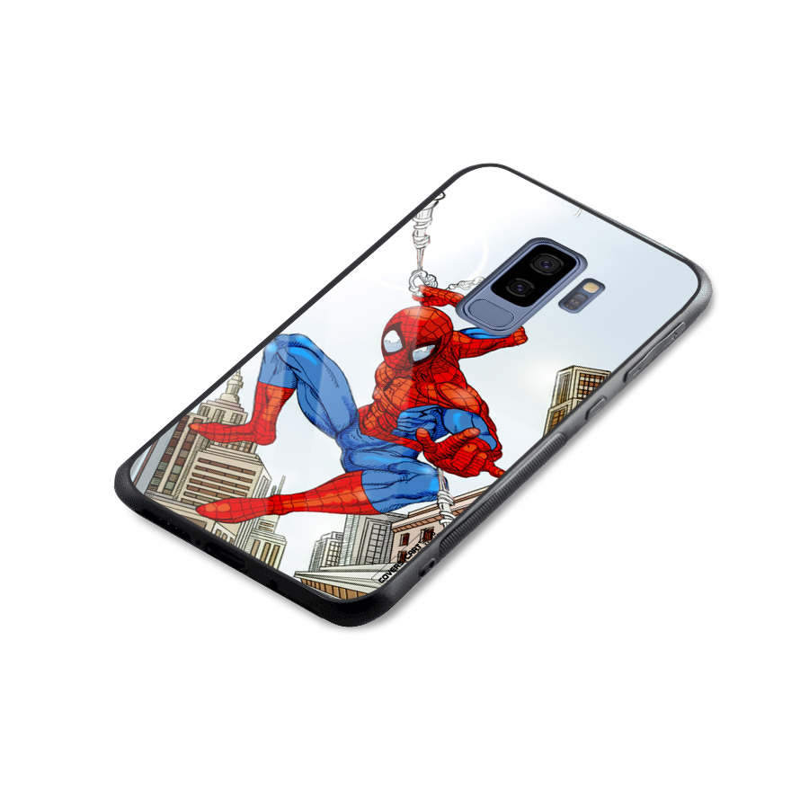 Comic Spider Man Glass Back Case for Galaxy S9 Plus