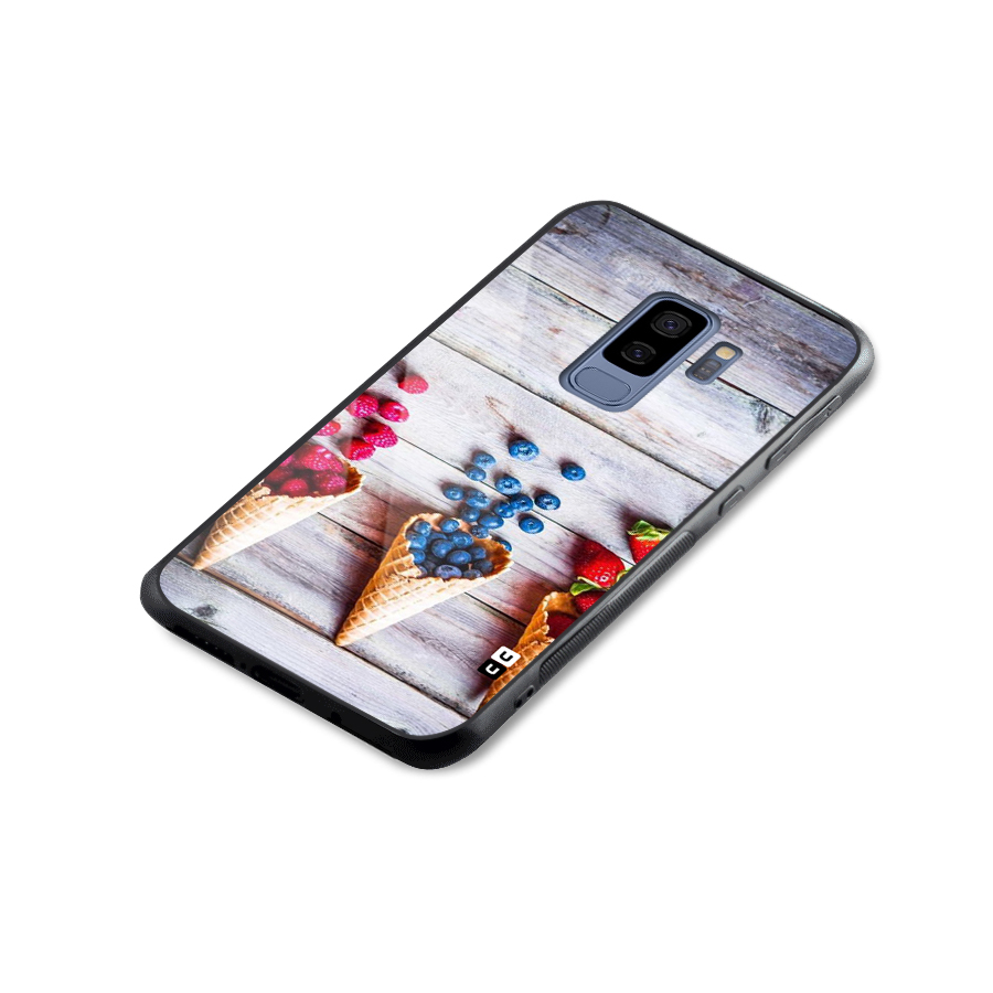 Cone Fruits Design Glass Back Case for Galaxy S9 Plus