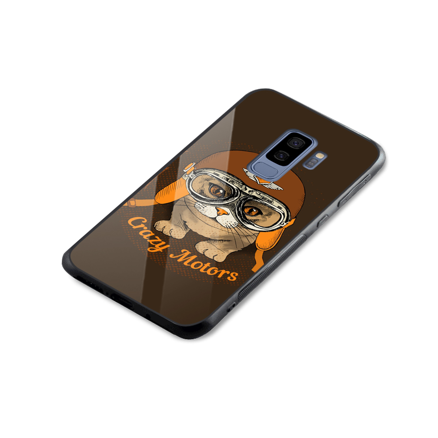 Crazy cat Glass Back Case for Galaxy S9 Plus