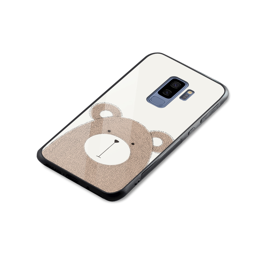 Cute Bear Glass Back Case for Galaxy S9 Plus