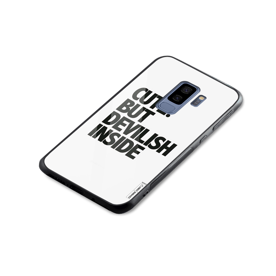 Cute But Devil Glass Back Case for Galaxy S9 Plus