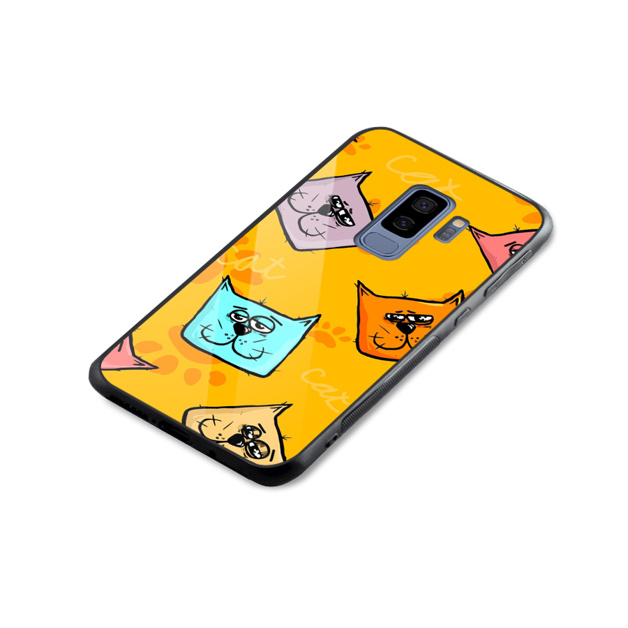 Cute Cat Pattern Glass Back Case for Galaxy S9 Plus