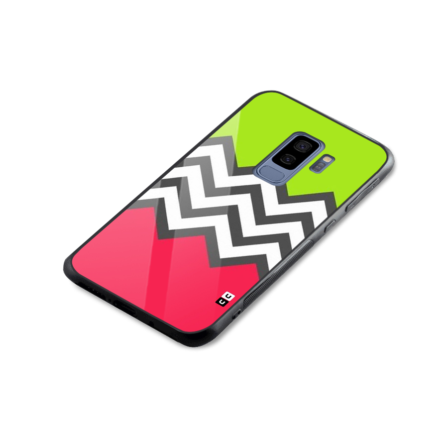 Cute Chevron Glass Back Case for Galaxy S9 Plus