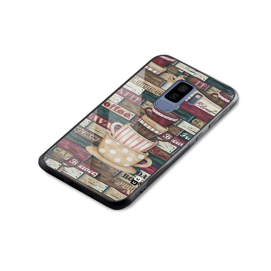 Cute Coffee Cups Glass Back Case for Galaxy S9 Plus