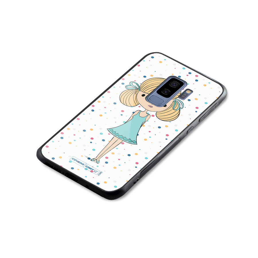 Cute Girl Glass Back Case for Galaxy S9 Plus