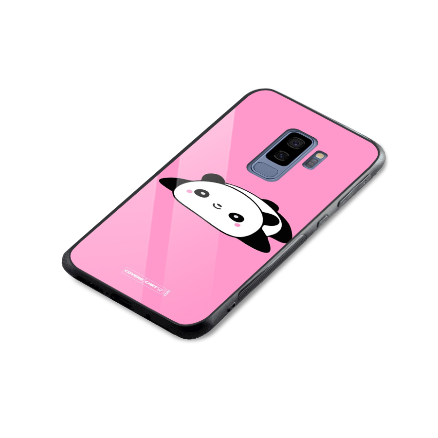 Cute Lazy Panda Glass Back Case for Galaxy S9 Plus