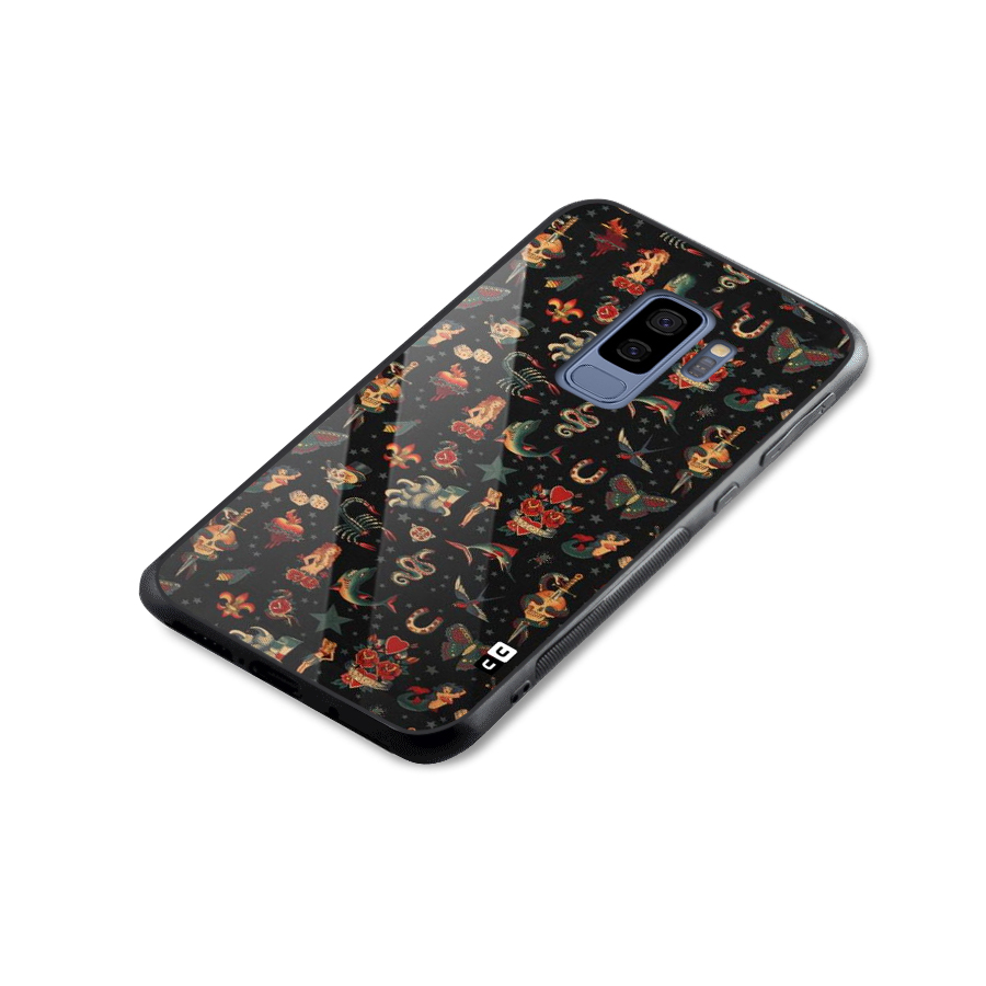 Dark Pattern Glass Back Case for Galaxy S9 Plus