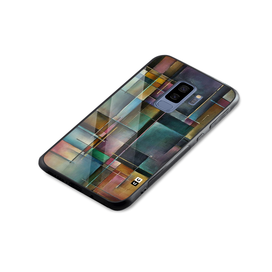 Dark Square Shapes Glass Back Case for Galaxy S9 Plus