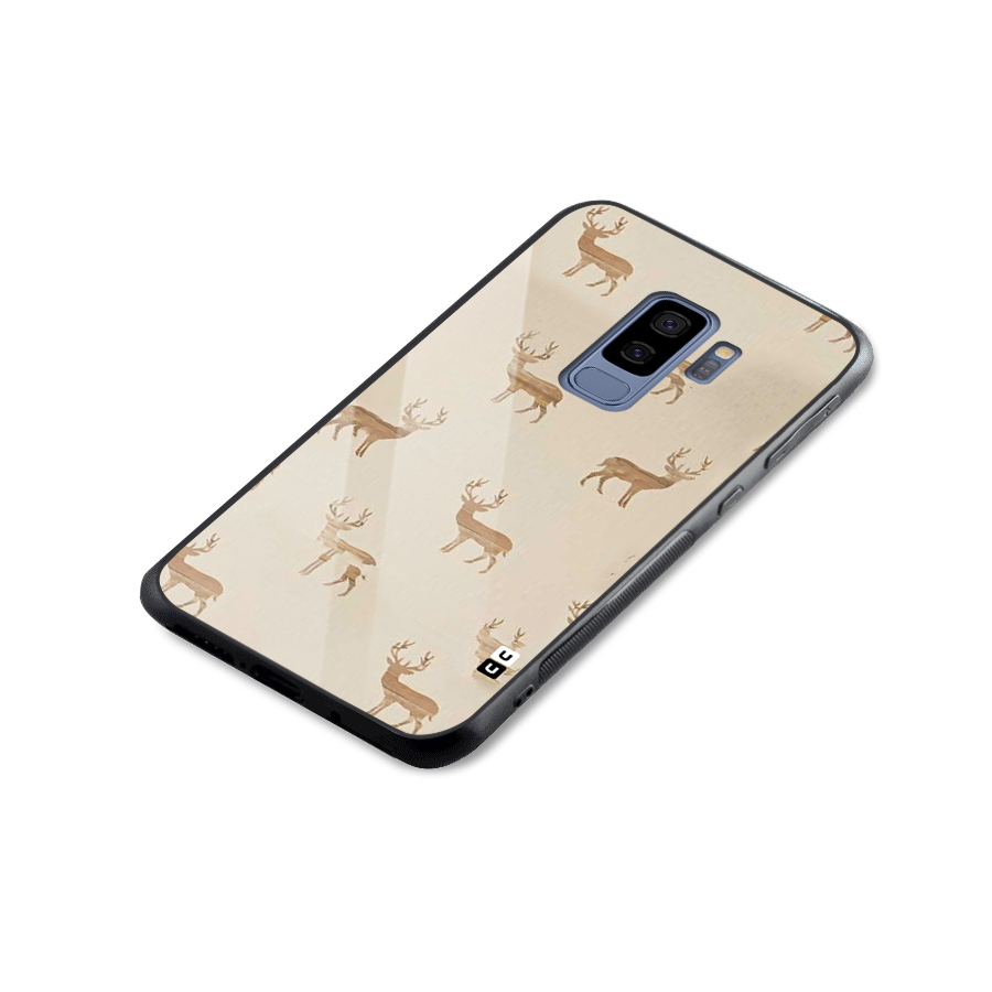 Deer Pattern Glass Back Case for Galaxy S9 Plus