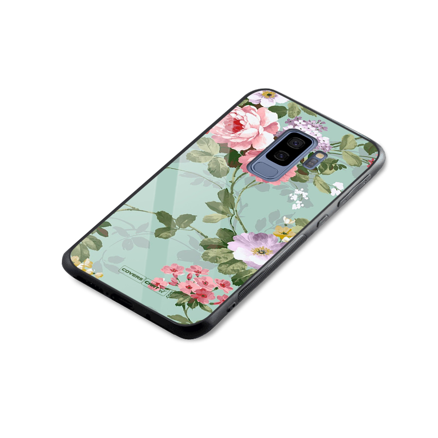 Desinger Floral Glass Back Case for Galaxy S9 Plus