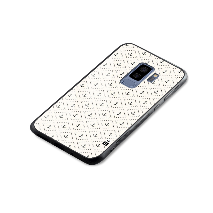 Diamond Anchor Design Glass Back Case for Galaxy S9 Plus