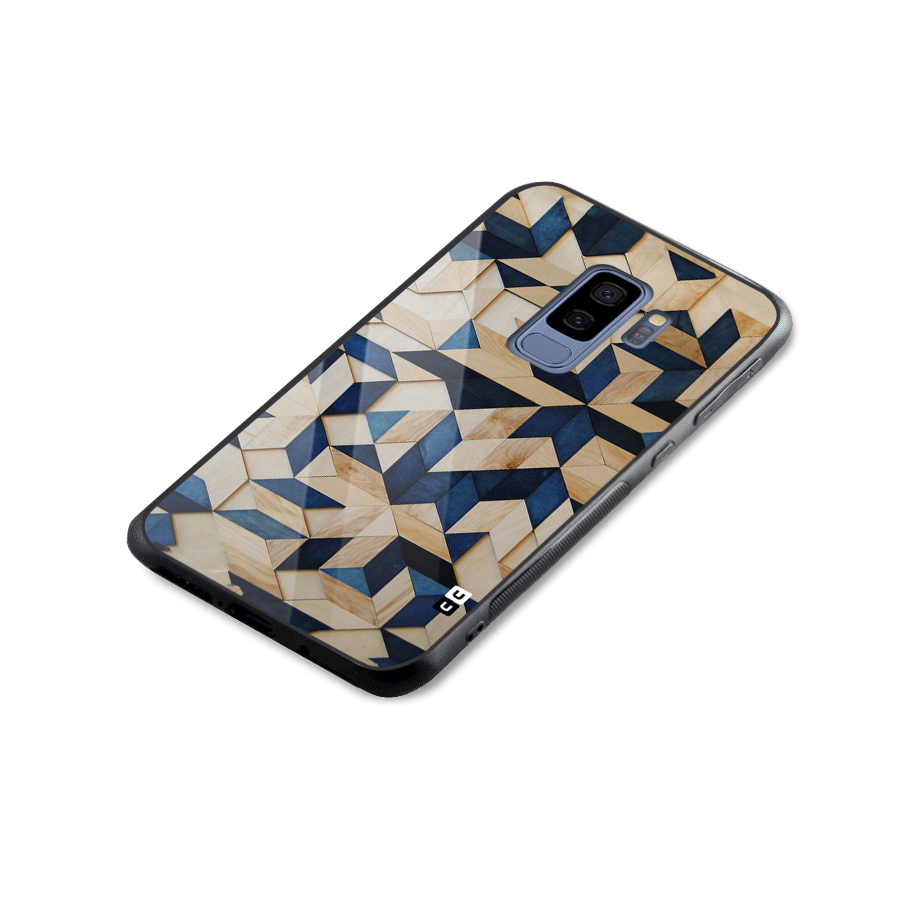 Disorted Wood Blue Glass Back Case for Galaxy S9 Plus